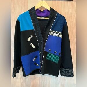 VTG 80s‎ - Lynn Murray Wool Coat- Size S - Patchwork Abstract - Art to Wear